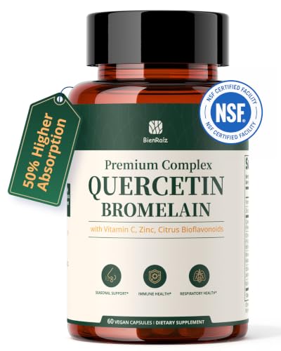 BienRaíz Quercetin 600mg with Bromelain, Immune Support, 60 Capsules