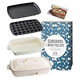 BRUNO ブルーノ ホットプレート グランデ サイズ 本体 プレート4種 (たこ焼き 平面 深鍋) お祝い ギフト スリーブ ホワイト White 白 おしゃれ かわいい これ1台 蓋 ふた付き 温度調節 洗いやすい 4人 5人用 大型 大きいサイズ 多人数 ワイド 幅約50㎝ BOE026-WH 1703403