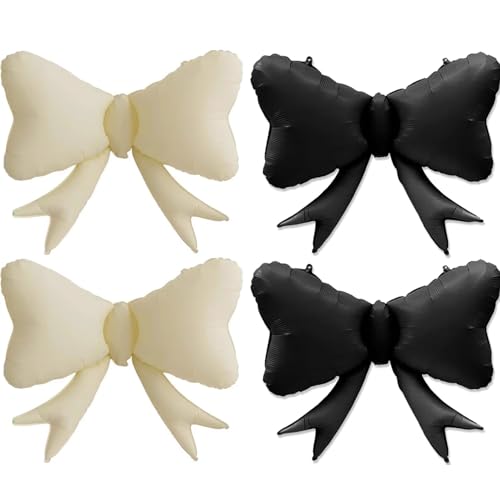 4 Pack Black Bow Balloon White Bow Theme Baby Shower Party Decorations Birthday Party Supplies