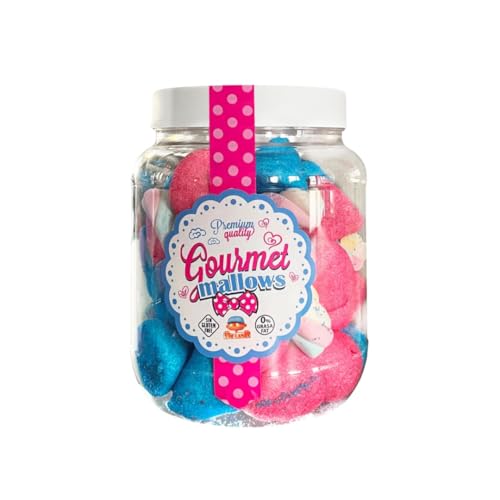 iChuches- Esponjitas Top Mallows Envueltas De Colores Para Mesas Dulces, Bolsas De Cono, Piñatas. Sin Gluten, Sin Lactosa, 0% Materia Grasa. Marshmallow (Surtido, Tarro 300 Gramos)