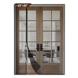 Reversible Side Opening Magnetic Screen Door for Sliding & French Doors,Upgraded PETG Mesh Anti-Tearing, Heavy Duty & Strong Magnetic, Pet and Kid Friendly - Screen Size 62'x82'