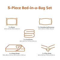 Amazon Basics 5-Piece Lightweight Microfiber Comforter Set with Sheets, Bed-in-a-Bag, Gray Calvin Striped Bedding, Twin/Twin XL — image 7