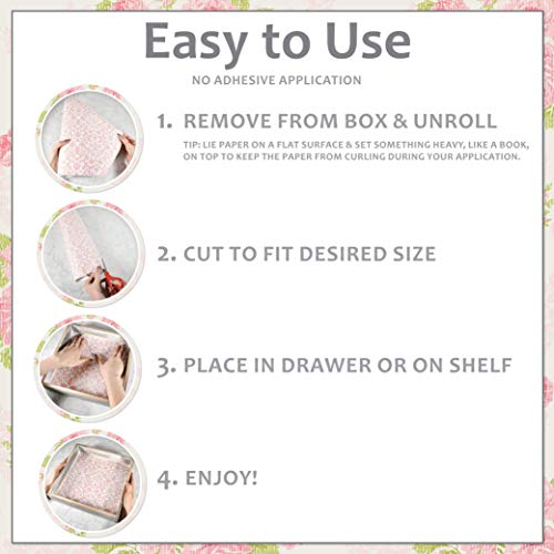 Elodie Essentials Scented Drawer and Shelf Liners - Vintage Charm - Six (6) Large 14 x 19½ Inch Sheets - Non-Adhesive Paper Sheets for Closet Shelves and Dresser Drawers - (Vintage Rose) - Thumbnail 3