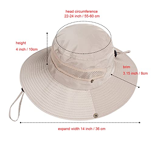 Wide Brim Sun Hat For Men And Women,Floppy Summer Uv Bucket Hats Mesh Ventilated Outdoor Fishing Hiking Gardening Beach Lawn, Beige #TOP1