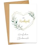 Premium Hochzeitskarte mit Umschlag - Herz Eukalyptus Karte Hochzeit