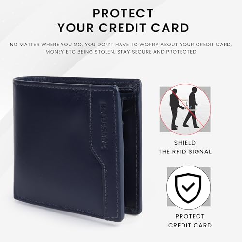 Image of TANSTITCH Slim Leather Wallet | Compact, Minimalist & Thin Wallet | RFID Protected (Blue)
