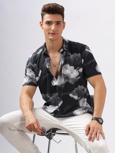 Image of BULLMER Trendy Regular Fit Printed Causal Half Sleeve Shirt for Men