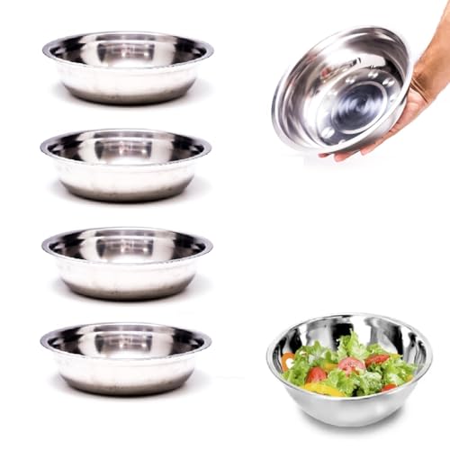 6 Tigelas Bowl Saladeira Cumbuca Em Inox 21x5,5cm