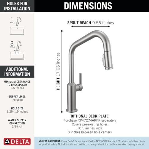 Delta Cordova Brushed Nickel Pull Down Kitchen Faucet, Modern Single Hole Kitchen Sink Faucet with High Pressure ProClean Spray, Lumicoat Arctic Stainless 9085-AR-PR-DST by DELTA - Used condition - Image 6