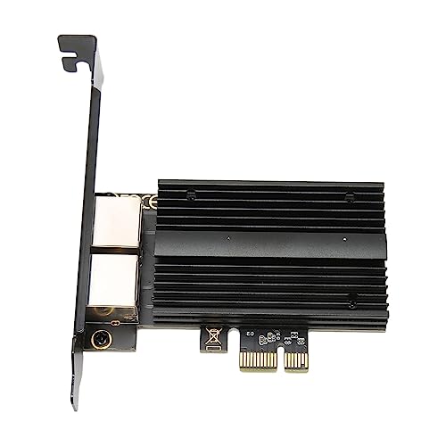 Yunseity PCIe Network Card, 2.5Gbps Dual Port Gigabit Ethernet Card con soporte de perfil bajo para escritorio, estación de trabajo, servidor y laptop miniatura 1