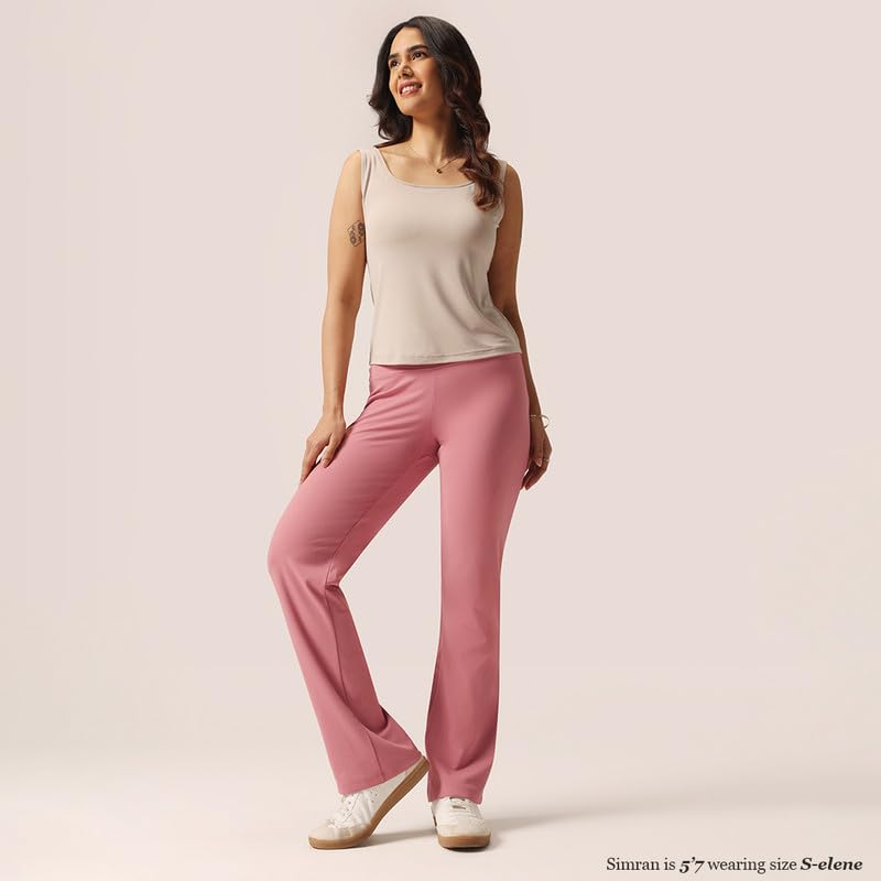 Image of BlissClub Women's Ultimate Straight Pants - Lite, High Waist Formal Trousers with Wide Waistband, Tall (for Women Above 5'5 ft)