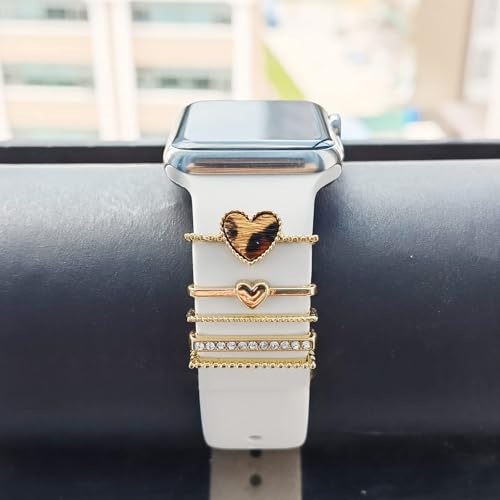 Modny ozdobny pierścionek do paska silikonowego do Apple Watch 40mm 44mm 42mm 46mm 41mm 45mm 38mm 49mm iwatch Ultra SE Series 11 10 9 8 7 6 5 4, dekoracyjna metalowa zawieszka z błyszczącym diamentem