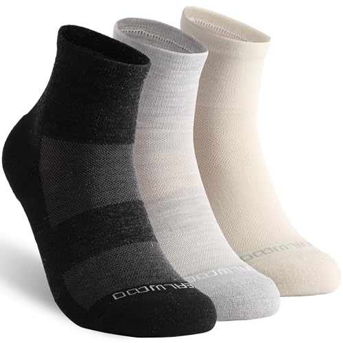 Image of ZEAL WOOD 3 Pairs Mens Womens Merino Wool Ankle Athletic Socks Low Cut Running Golf Tennis Hiking Socks Quarter