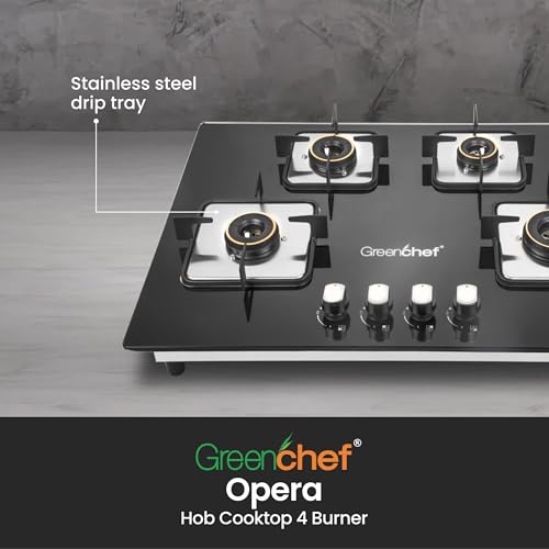Greenchef Opera Hob top Four burner gas stove – Auto Ignition, Toughened Glass, LPG Compatible, Sleek and compact design - Image 4