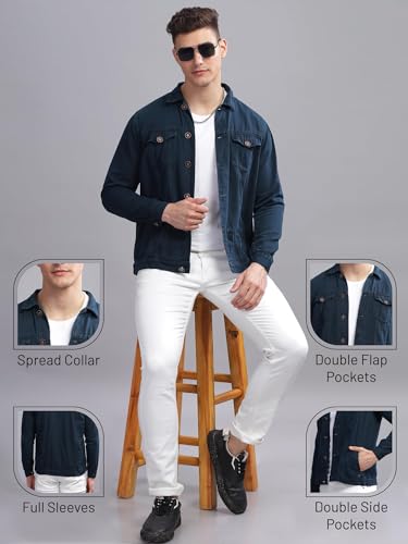Image of Kuons Avenue Men's Regular Fit Trucker Jacket | Denim Jacket for Men
