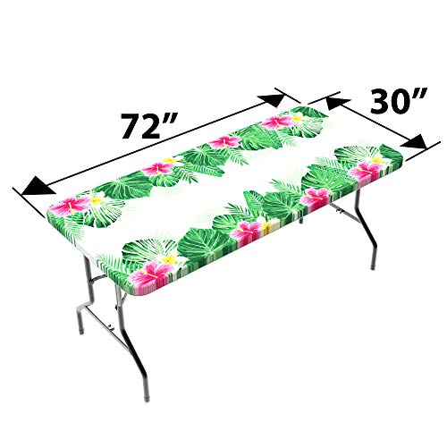 Tablecloth Plus Summer 72" Machine Washable Elastic Fitted Polyester Tablecloth, 6' Folding Table Size #TOP3