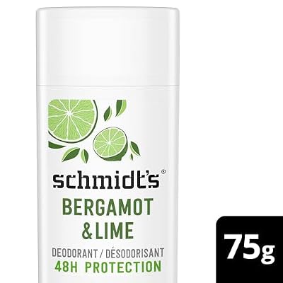 Schmidt's Natural Deodorant, Aluminum Free | Bergamot and Lime | 24 Hour Protection | Vegan | 2.65 oz