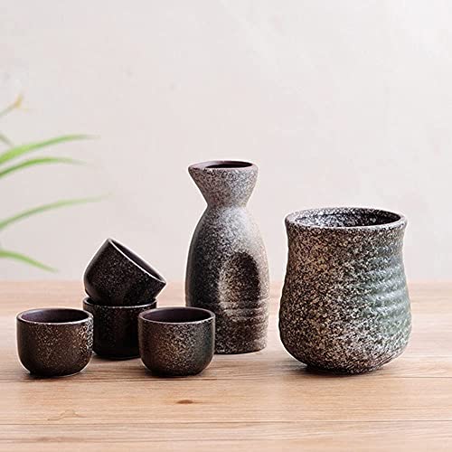 Juego de sake de 6 piezas CHFYIJYHM con calentador tradicional de estilo japonés 6