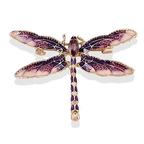 Broche libellule en émail vert et cristal pour costume d'homme et robe de femme