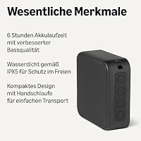 Amazon Basics Bluetooth 5.3 Lautsprecher, Tragbar, Wasserdicht nach IPX5, 6 Stunden Akkulaufzeit, Kompakt, Schwarz – Ansicht 2
