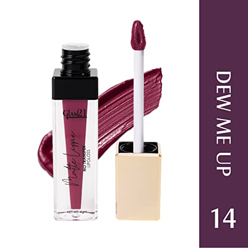 Image of Glam21 Matte Lippie No Transfer Lip Gloss | Lightweight and comfortable| Creamy Matte Formula - 4 gm | Dew Me Up-14