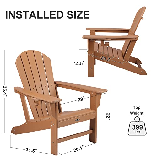Rxoliotn Adirondack Chair With Cup Holder Of 2 & 2-Tier Outdoor Adirondack Side Table Set (Classic) #TOP6