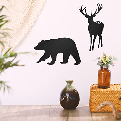6 Pieces Metal Wall Art Deer Bear Pine Tree Wall Decor Hanging Forest Decor Rustic Cut Metal Art Metal Wall Decor For Home Bedroom Office Outdoor Decorations (Black) #TOP6
