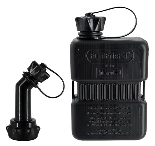 FuelFriend® -Plus 1,0 litri – Serie speciale Pure Black – Piccola tanica di benzina + tubo di scarico richiudibile