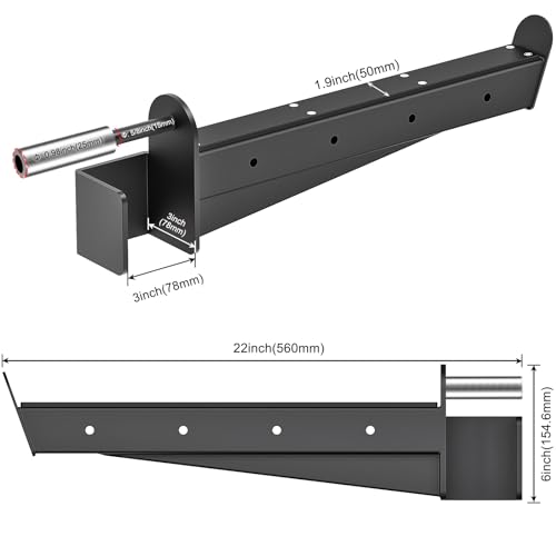 Kipika Safety Spotter Arms for 3" x 3" Power Racks with 5/8" & 1" Holes - Heavy Duty Barbell Safety Catches with Rubber Pad - Adjustable and Easy to Install - Set of 2 by Kipika - Image 5