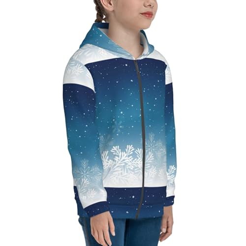 Christmas Snowflakes Kids Pullover Hoodies Boys Zip Up Sweatshirts Girls Athletic Clothes with Pocket4
