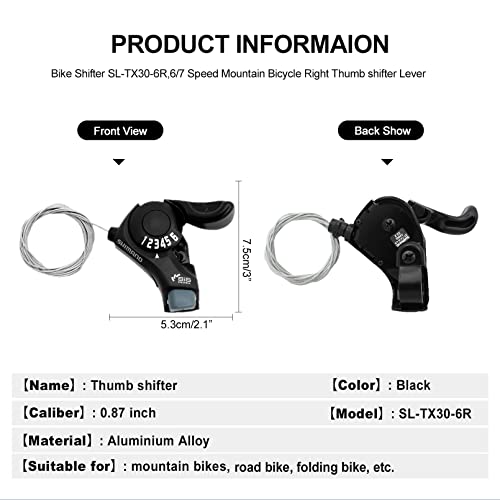 Rainflowwer Bike Shifter Sl-Tx30-6R, 6 Speed Bike Right Thumb Shift Lever For Mountain City Road Folding Bicycle #TOP2