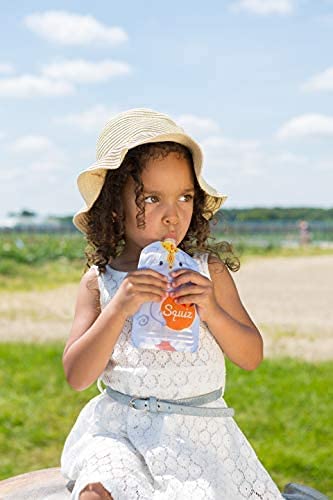Squiz - 3 Swiss-Made Pack Reusable Food Pouches 4,4 Oz (130Ml) - Refillable Squeeze Food Storage For Baby, Toddler And Kids - Washable And Freezer Safe Bags - Bpa Free - Fun Designs #TOP6