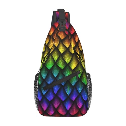 Krirteh Dragon Scale Sling Bag For Women Men Fashion Animals Skin Backpack Crossbody Shoulder Bag Sling Backpack Chest Bag Travel Hiking Casual Sport Daypack