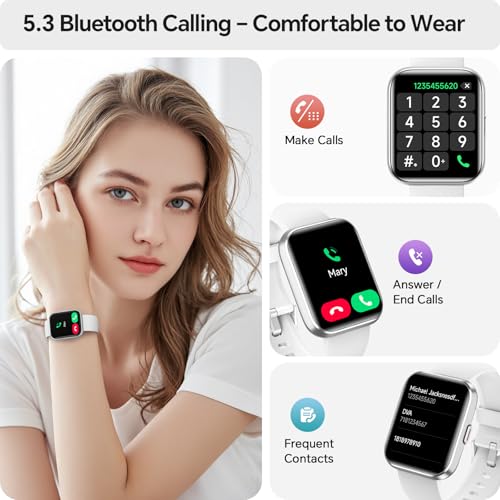 Image of Smart Watches for Women, 1.85 inch HD Smart Watch for Samsung /iPhone /Android, Fitness Tracker with 24 /7 Heart Rate /Sleep /SpO2 Monitor, Smartwatch 120+ Sports Modes 3ATM Waterproof (White, 1.85)