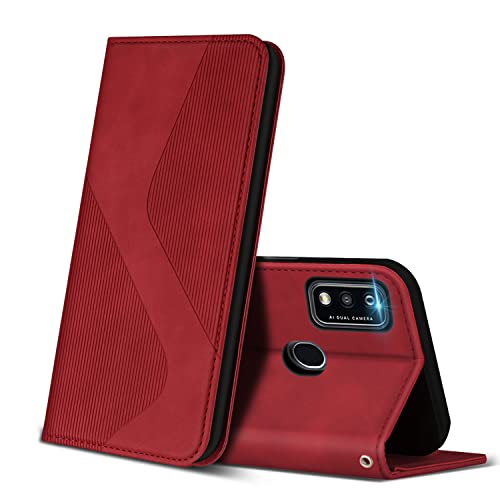 ZONNAVI Funda para ZTE Blade A51, Funda Libro de Cuero con Ranura para Tarjeta y Magnético, Wallet Flip Caso Cubierta Case Carcasa para ZTE Blade A51 (Rojo)