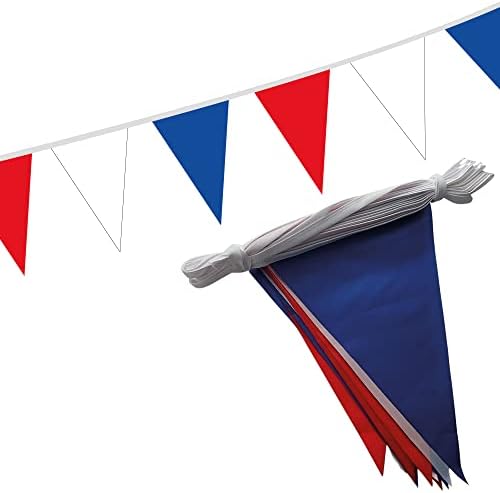 Red, White & Blue Triangle Bunting 10m/30ft Polyester Flag Garland ...
