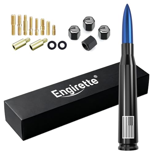 Image of Car Truck Antenna with Tire Valve Caps American Flag Universal Short Replacement for GMC Sierra Chevy Silverado Dodge Ram 1500 2500 3500 Ford F150 F250 F350 Super Duty Raptor Accessories, Blue
