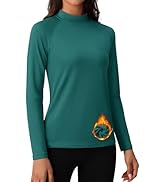 MAGCOMSEN Women's Thermal Shirts Mock Turtleneck Fleece Lined Long Sleeve Workout Tops Underwear ...