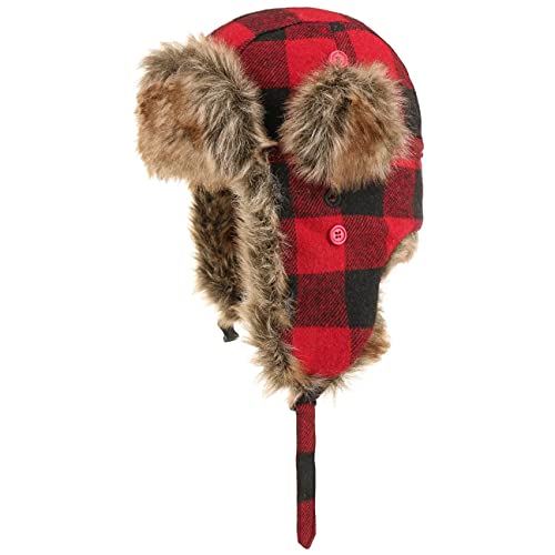 Fodera: 100% poliestere LIPODO Cappello Aviatore a Quadri Scozzesi Donna/Uomo - Beanie Invernale Lapeer Berretto Peruviano con paraorecchie, Fodera, Fodera Autunno/Inverno Inverno - L (58-59 cm) Rosso-Nero