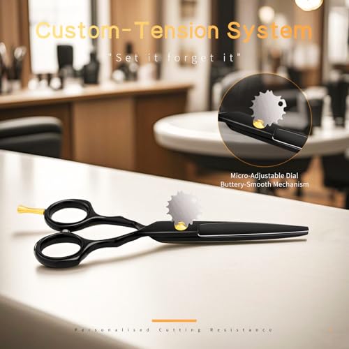 Purple Dragon 5.5 inch Hair Cutting Scissors Set with Razor, Leather Scissors Case, Barber Hair Cutting Shears Hair Thinning/Texturizing Shears for Professional Hairdresser or Home Use (Black) - Image 6