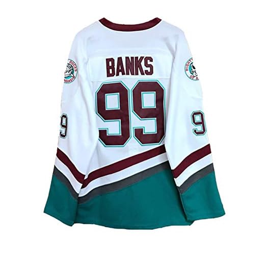 Gmjay Adam Banks # 99 Mighty Ducks Jersey de Hockey sobre Hielo Jersey de Hockey sobre Películas Números de Letras Cosidas en Blanco S-XXXL,S