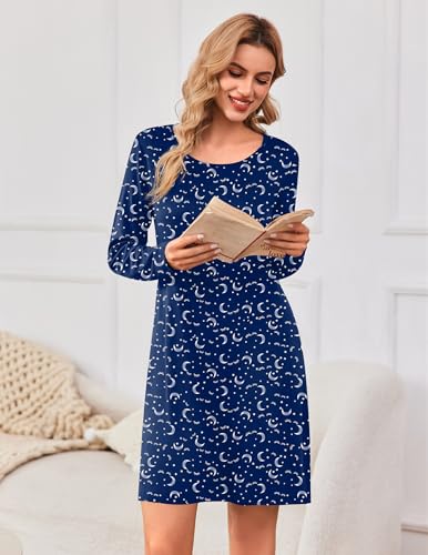 Ekouaer 3 Pack Long Sleeve Nightgowns for Women Casual Sleepwear Nightshirt - image 3