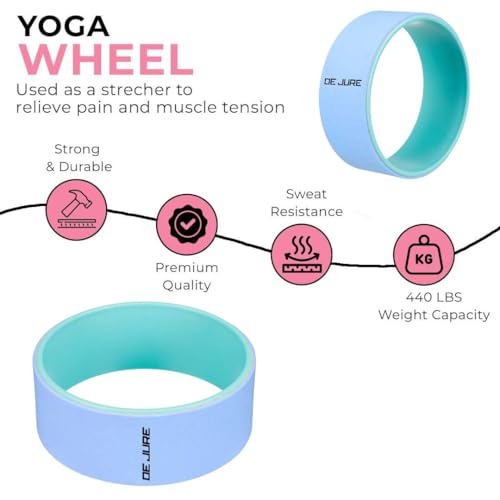 Image of De Jure Fitness Yoga Wheel | Ideal for Stretching, Backbends, Exercise, Deep Tissue Massage & Back Pain Relief | Dharma Yoga Prop Wheel with Ultimate Comfort (Navy-Blue)