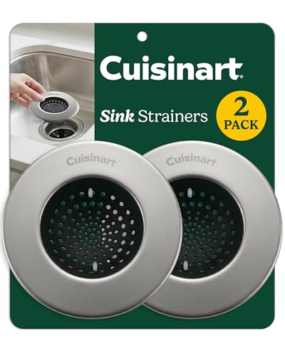 Cuisinart Sink Strainers- 2 Pack Kitchen Sink Drain Strainer & Food Catcher with Enamel-Coated Stainless Steel Rim and Silicone Base Fits Standard 3.5 Drains Outer Diameter 4.35 Scratch-Safe