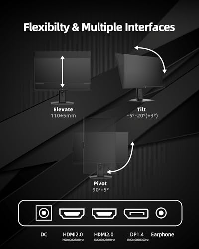 undefined KTC 24.5 Inch 300Hz Gaming Monitor - FHD 1080P Fast IPS PC Monitor Gaming 1ms, Adaptive Sync, HDR, 240Hz Monitors Gamer with Display Port1.4x1 HDMI 2.0x2, 119% sRGB, VESA Mount, DP Cable, H25Y7 の商品画像 6