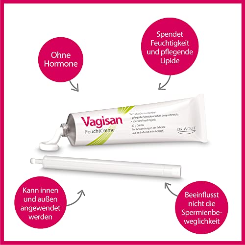 Vagisan FeuchtCreme 50 g I hormonfreie Intim-Creme gegen Scheidentrockenheit I lindert Brennen, Jucken und...
