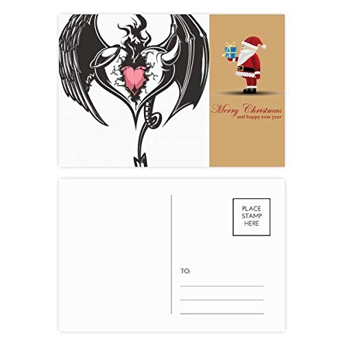 Cartes postales avec cœur et ailes du Père Noël pour transmettre votre tendresse