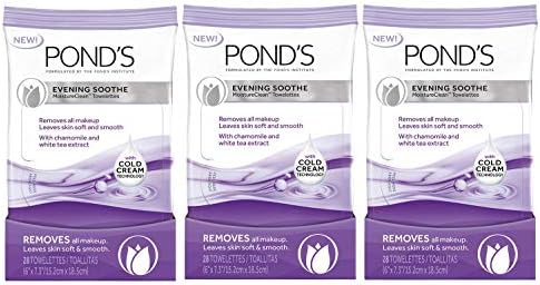 POND’S Evening Soothe Wet Cleansing Towelettes, 28-Count (Pack of 3)