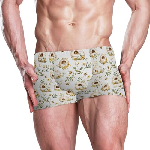 Bee Honey Mens Swim Trunk Swimwear Bathing Suit Swim Brief Square Leg Board Short S B04037062