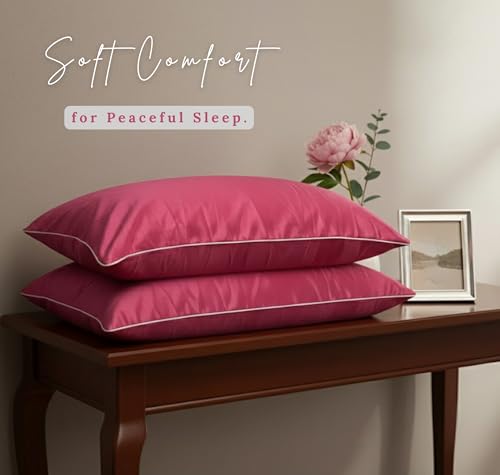 Image of BSB HOME Luxury Satin Silk Pillow Cover | 300 TC Ultra-Smooth Silky Finish | Premium Home Bedding Pillowcase | Soft, Glossy & Skin-Friendly Fabric | 18 x 28 Inches (Electric Peony)